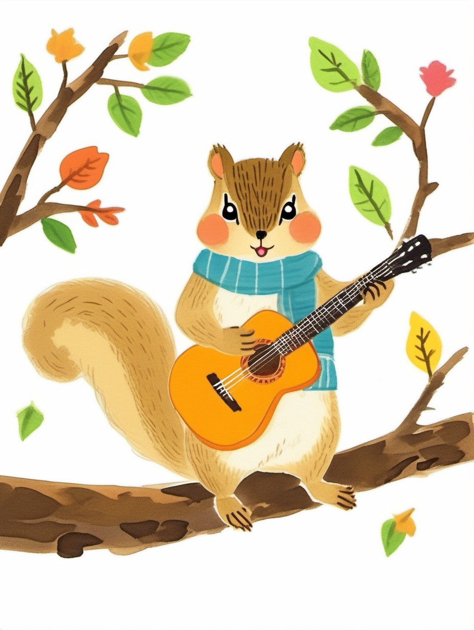 masterpiece, high quality,A cute squirrel playing guitar on a branch,hand drawing,illustration  <lora:J_drawing  XL:0.8> j_drawing