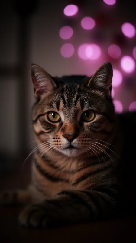 photograph, American Shorthair Cat, Polygional lighting, Iphone X, F/2.8, bokehmachine