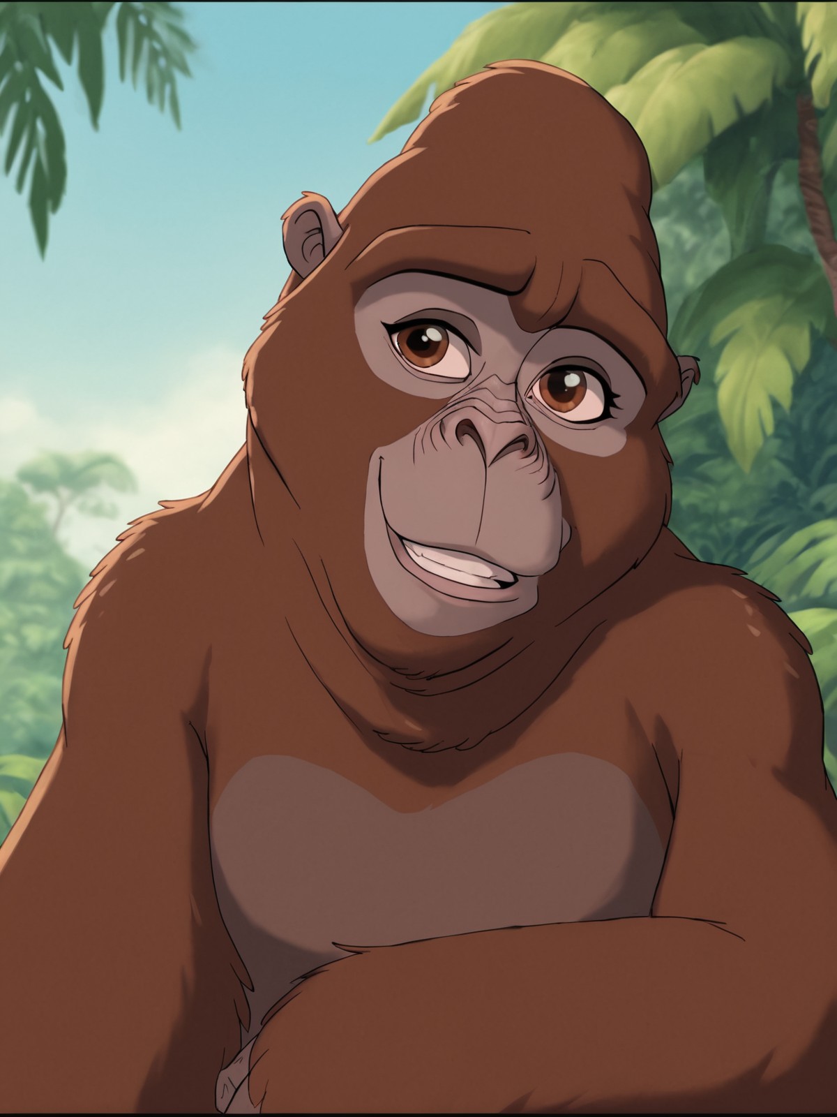 score_9,score_8,source_furry,
<1girl:1.5>,
<solo:1.5>,
kala_tarzan, kala_gorilla, gorilla girl, solo, smile, no humans, teeth, female focus, letterboxed, 1girl, monkey, 1girl, brown fur, furry female,cute, cute eyes
<lora:Kala_Tarzan:1> kala_tarzan