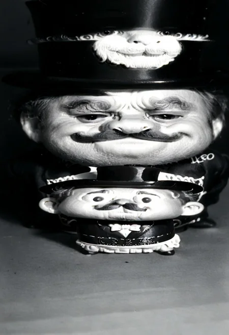 ((((((black and white,wideputinmeme))))),((small man with mustache, top hat, kenbis, chibi, chibi, male only, male, male chibi, monocle, art deco, thick mustache, comically large mustache, handlebar mustache, tiny, multiple men, shrunk, microxl, some little guys, high angle, from above)), bwMovies, realistic, photo, vintage photo, ((very small man, small man, a small man, a man who is small, a small man)), an unapologetically small human male, black and white, smiling, very happy, euphoric, ecstatic, wonderful small men, large smile, huge smile