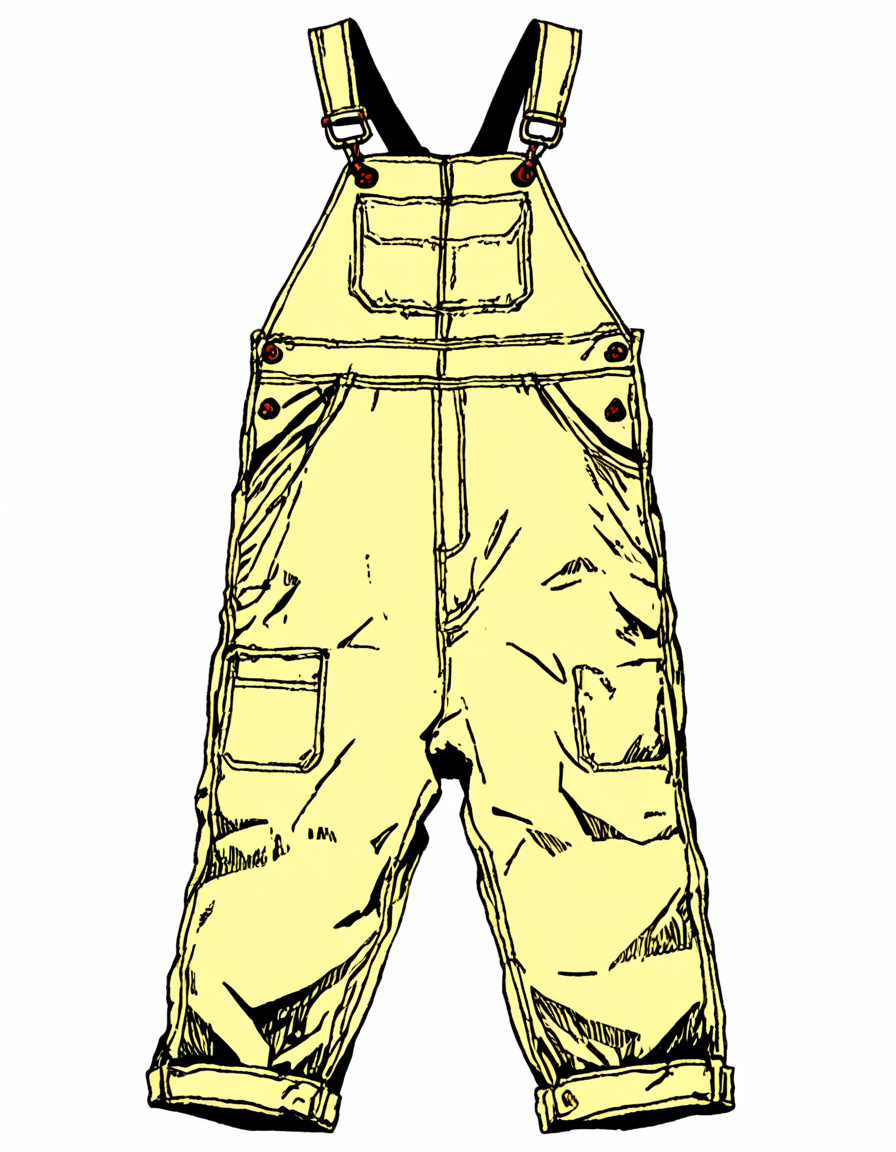 a vintage Work overalls, <lora:unworn_clothingno_peopleno_characters:1>,white background,no humans,
