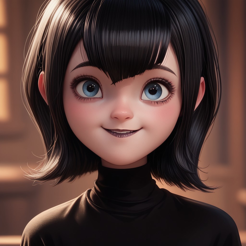 score_9, score_8, score_7, score_6, rating_questionable, Ma_visVamp, pantyhose, 1girl, portrait, black hair, cute smile