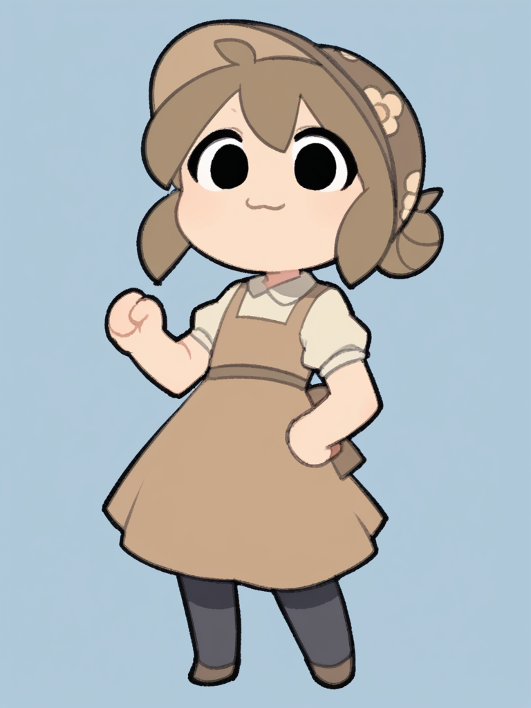 score_9, score_8_up, score_7_up, source_anime, BREAK
1girl, solo,  <lora:TemmieChang-20:1> sketch, brown hair, low bun, black eyes, brown hat, :3, light smile, brown dress, black pantyhose, chibi,