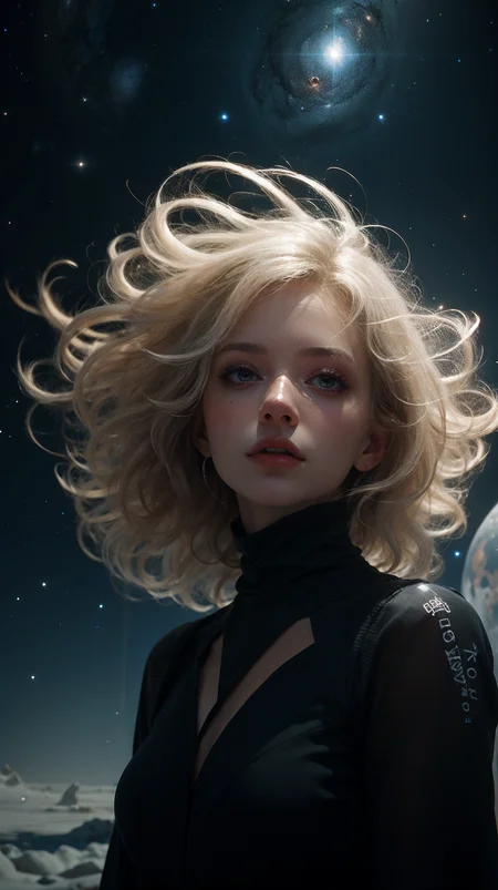 1girl, cosmic, black dress, glass, <lora:Hellasthetic v2:0@0:1@0.1>, 1girl, silver, fractal_art, Space-time distortion, Horizon, Colony, backlighting, elegant, Glowing white hair, black planet generator, High ceiling, Ice Planet, Planet Collision, blizzard crystal, winid, storm, float, close-up, Blue light line, collapse, 35mm photograph, film, bokeh, professional, 4k, highly detailed, <lora:epiC35mm:0.9>,