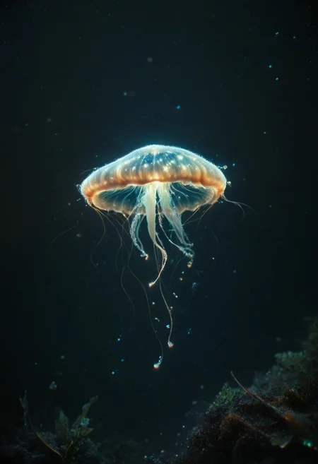score_9, score_8_up, score_7_up, score_6_up, source anime,
phytoplankton, bioluminescence, sky, cyan glow, photo, no humans, underwater,glowing, ocean life, jellyfish, bubbles, realistic,
masterpiece, best quality, very aesthetic, absurdres