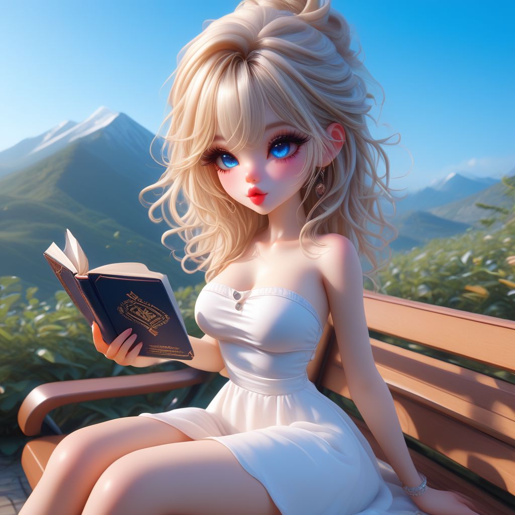 1girl, sitting on bench, reading a book, sundress, mountains
Expressiveh, BingBabexxx