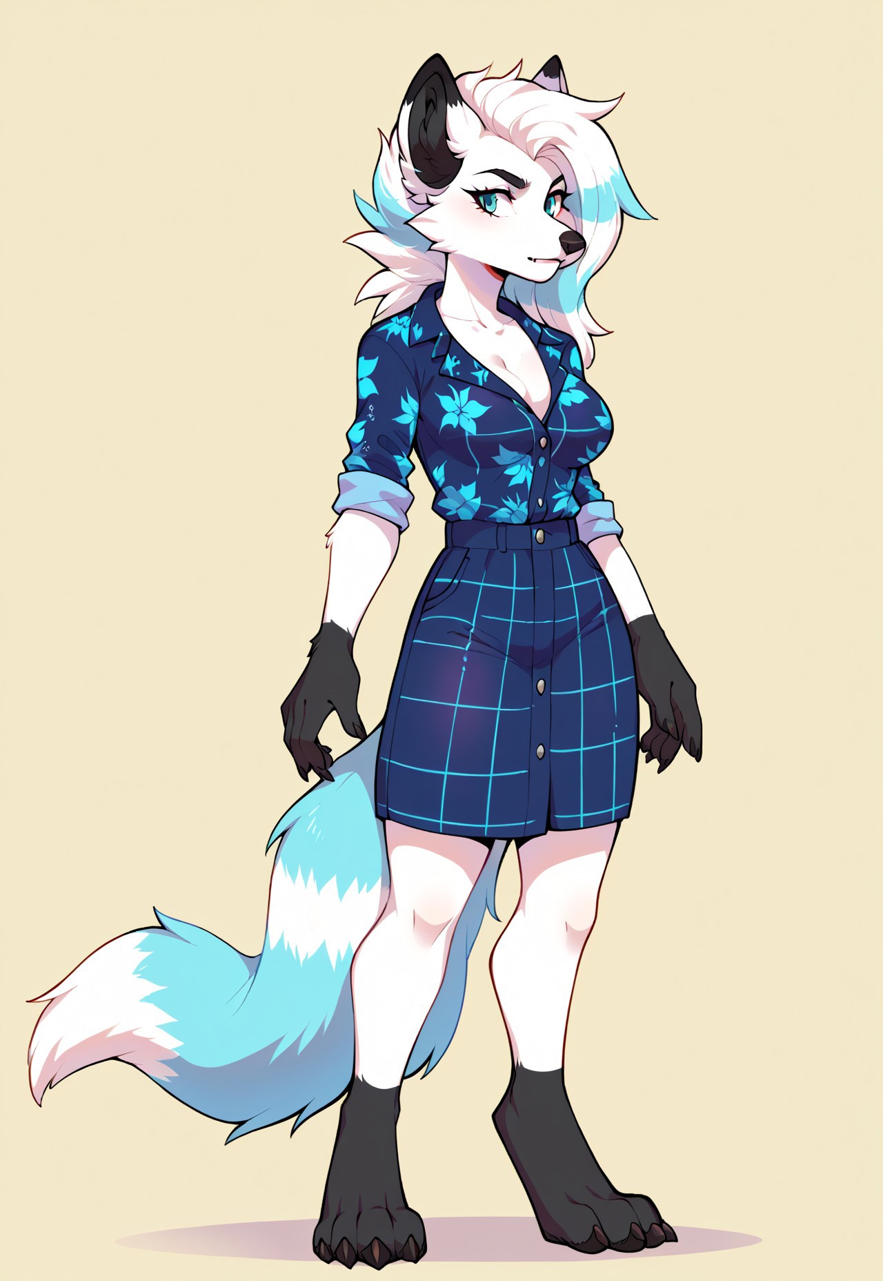 score_9, score_8_up, score_7_up, source_furry, sarisa, 1girl, solo, medium breasts, snout, full body, thighs, collarbone, animal feet, claws, legs