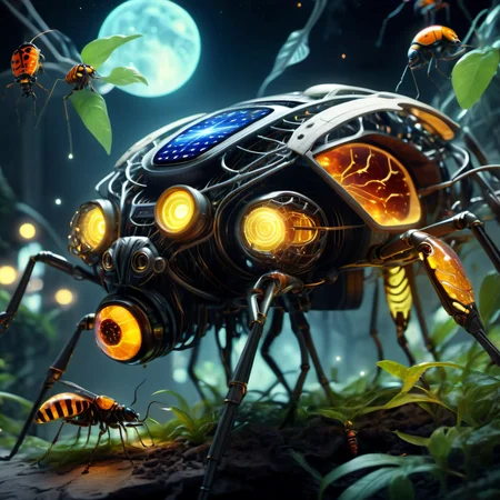 ((best quality)), ((masterpiece)), ((realistic,digital art)), (hyper detailed), DonMM4ch1n3W0rldXL VR-Integrated Smart Homes, Travertine stone, Glow-in-the-Dark Insects, Solar Garden Lights, 8K, HDR <lora:DonMM4ch1n3W0rldXL:1>