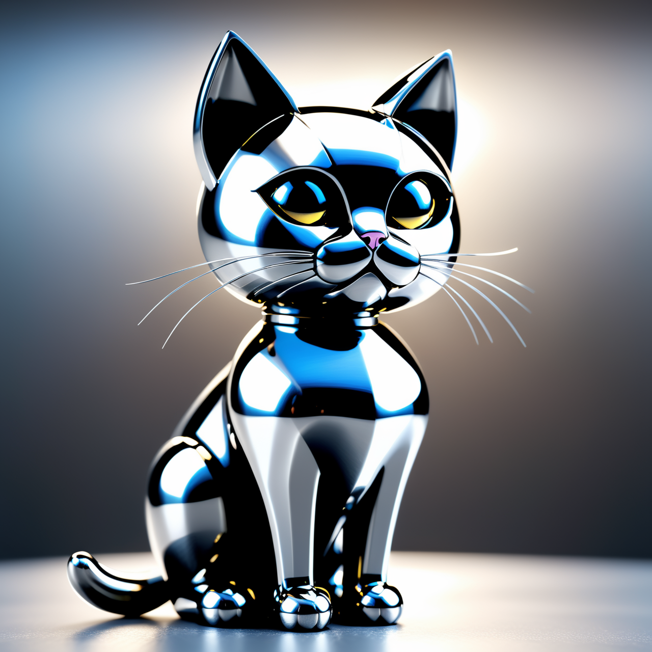a cat made out of Jed-Steel, masterpiece, wallpaper engine, octane render ,  <lora:PolishedSteelStyle:0.7>