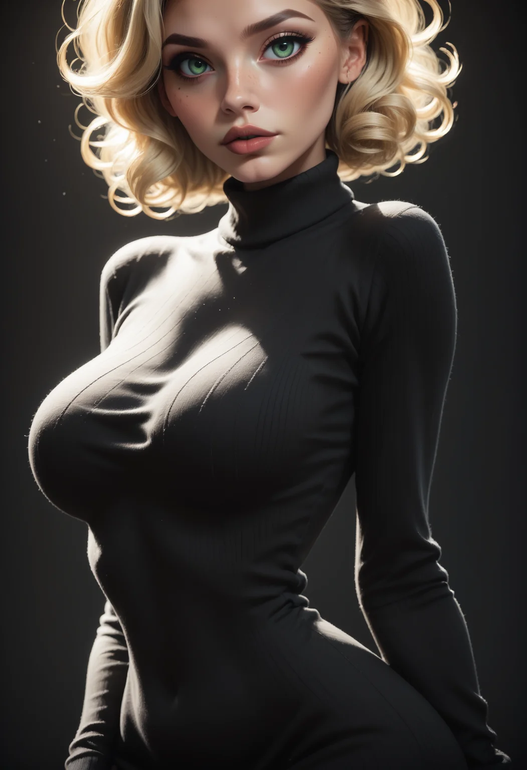 score_9, score_8_up, score_7_up, 1girl, solo, sexy sweater dress, black dress, <lora:Dark_Amber_Pony_v1:0.6> d4rk_4mb3r, blonde hair, green eyes,