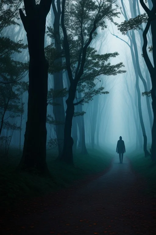 masterpiece, 8k wallpaper, RAW photo, 8k uhd, dark background, gloomy, foggy, forest, black silhouette, glowing eyes, shadow figures, horror,