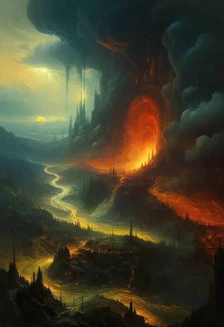 best quality, masterpiece, painting, concept art,  ((((High angle From avove, camera from above, Bird's-eye view, aerial shot view)))), In the heart of the absurdes,land of alien flies, a giant black hole,organic,abomination,toxicity,mutation,pus,dense fog,atmospheric haze,cloud, silicon flora, liquid, ligaments, connections, biological, biomechanical,  light particles, rainy, twisted architecture intricate detail, surreal masterpiece of contrast, blending the energy of  fantasy  with the scifi aesthetic,mix of science fiction and fantasy,deadly void,swirling,attraction,interaction,low gravity,scifi dark fantasy,vibrant colors,dramatic,tragic,melancholy,dark dream,cosmic horror,alienscape,dreamscape,otherworldy,weird,slowly drown,cursed paradise,professional,perfection,visually stunning,mesmerizing,disturbing,mystical touch,highly detailed, intricate,painted in high resolution,close-up,  primary colors,acid bleeding deep colors, no gradients, illustration,ferrotype,grisaille,scenery, ((no humans)),
 composition explores the boundaries of reality, creating a visually arresting scene that defies conventional norms, Dive into the eerie and thought-provoking atmosphere as the surreal narrative unfolds in this captivating and unsettling artwork,
<lora:John Harris Style:0.8> John Harris Style page,Arik roper,Ben Templesmith,Tsutomu Nihei,Henry Fuseli