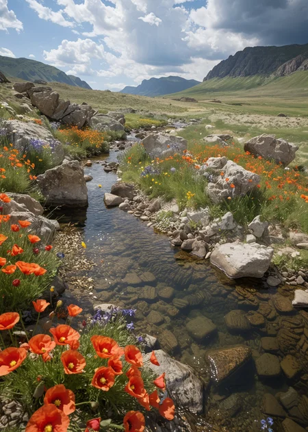 (no human:1.18), (scenic open {landscape|nature photography}:1.32) view over ({Mountain peak|rolling hills|rocky outcrop|tall redwood tree} overlooking ({a serene (narrow lake:1.26) at dawn or dusk for a dramatic sky|vast wild forest landscape|arid and dry deserted landscape|a warm and colorful springtime landscape|a cold and white winter landscape, blizzard, snowy, snow covered tree,|tree covered mountain island, exotic island, white sandy beaches, {Turquoise|cyan} colored ocean, }) and reflection in a vast scenic landscape photography,
{Rocky (narrow:1.26) creek bed, smooth stones, mossy banks, Spring flowers: daisies, violets Mountain meadow: lush green, wildflowers, |Sparkling (narrow:1.26) water, sunlight dancing, (Waterfall: faint mist, cascade), (Alpine meadow: grass, heather:1.06) |(narrow:1.26) stream, Streamside stones, rounded pebbles, Mountain wildflowers: lupines, gentians, Lush meadow: clover, buttercups, |(narrow:1.26) Shallow creek, clear water, Rocky outcroppings, Meadow grass: swaying, verdant, |(Gurgling Brook:1.1), Water ripples, Flowering slope: columbines, forget-me-nots, Green hills, |(Creek bed pebbles:1.24), (polished stones:1.16), (Spring growth: ferns, moss), Alpine meadow: dandelions, sage, |Mountain stream, Fish swimming, Boulder-lined creek, Vibrant meadow: poppies, irises, |(Rocky creek:1.12), Clear water: reflections, Wildflower meadow: buttercups, daisies, Mountain vista, |(Streambed stones:1.12), Waterfall: , clear, Mountain meadow: grasses, lupines, Blue skies, |Alpine creek, Polished rocks, Springtime meadow: violets, daffodils, Rugged mountains, |Clear creek water, Fish schools, Meadow grasses: swaying, Rocky cliffs, |Peppery creek, (Mossy stones:1.1), Mountain meadow: clover, daisies, Distant peaks}, (__dom/daytime__),
{(Dutch Renaissance-style:1.18), (15th century art:1.22), Early Netherlandish, symbolism, fantastic creatures, bizarre juxtapositions, complex narratives, (celestial and infernal visions:1.34), trippy, colorful, spriral, |},<lora:sdxl\pony-realism-22-nsfw-photo.safetensors:0.85:0.18> p4,s5