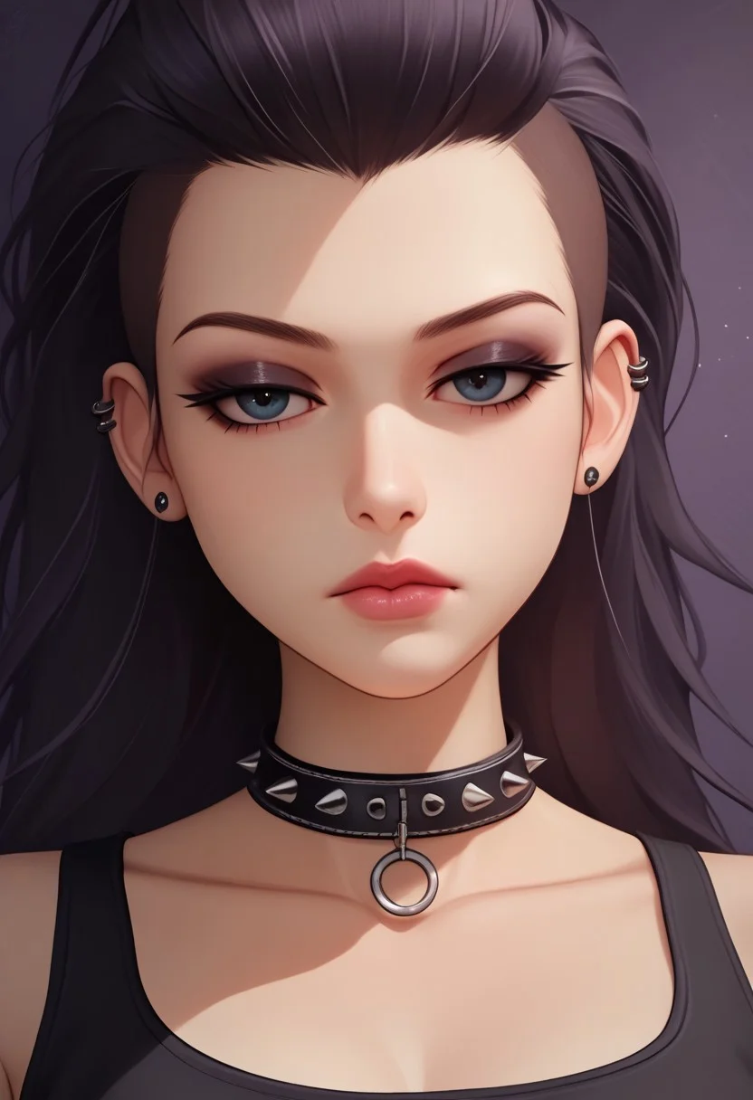 score_9, score_8_up, score_7_up, 1girl, solo,
(Detailed hair, emo hair, beautiful eyes, expressionless), chest close up, focus on mouth, beautiful lips,
solo, 1girls, 18 year old, detailed face, jawline, collar, smokey eyes, smooth skin, beige skin, beautiful eyes, choker, collar, collarbone, moonlight, makeup, goth girl, leather cuffs,
detailed background, 4k, masterpiece, best quality, highly detailed, realistic, blender 8k, detailed render
