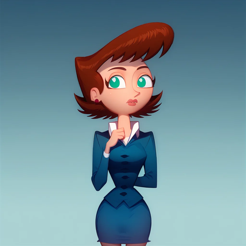 score_7_up, BREAK, LilaTest, 1girl, solo, brown hair, short hair, green eyes, formal, blue suit, jacket, white shirt, pencil skirt, <lora:LilaTest_PXL_Leaf1:1>, portrait, gradient background,