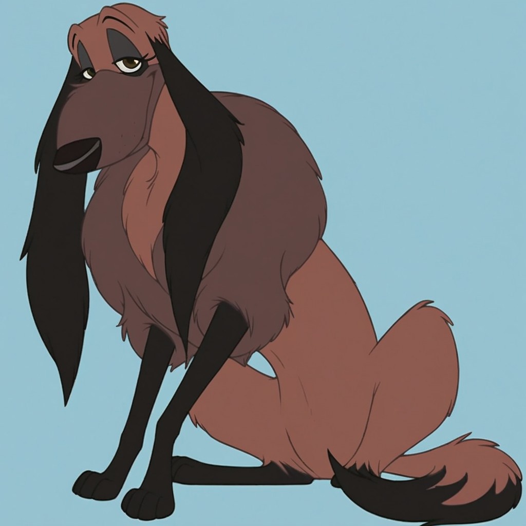 score_9, score_8_up, score_7_up, Expressiveh, masterpiece, best quality, highly detailed, realistic,  1girl, solo, (furry, feral, canine, female dog, black ears, floppy ears, black eyebrows, brown eyes, black nose, brown body, brown fur, black arms, black feet, brown tail, black tail tip), upper body, blue background, simple background closed mouth, smile, sitting, all fours, front view, three-quarter portrait, ((looking at viewer)), 4 toes