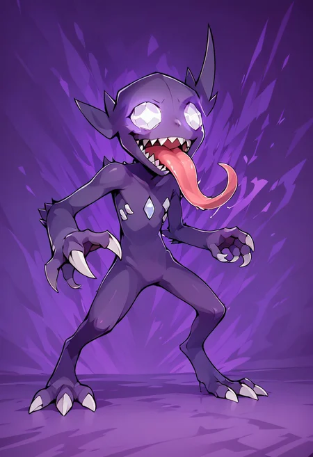 score_9, score_8_up, score_7_up, score_6_up,
BREAK,
slimes_sableye, solo, purple glow, huge claws, glowing eyes,
long tongue, sharp teeth,
dark aura, nighttime background,
abstract background,
Expressiveh, zPDXL