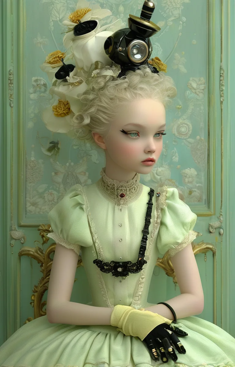 masterpiece,best quality,<lora:tbh351-sdxl:0.75>,illustration,style of Ray Caesar, portrait of Housework robots