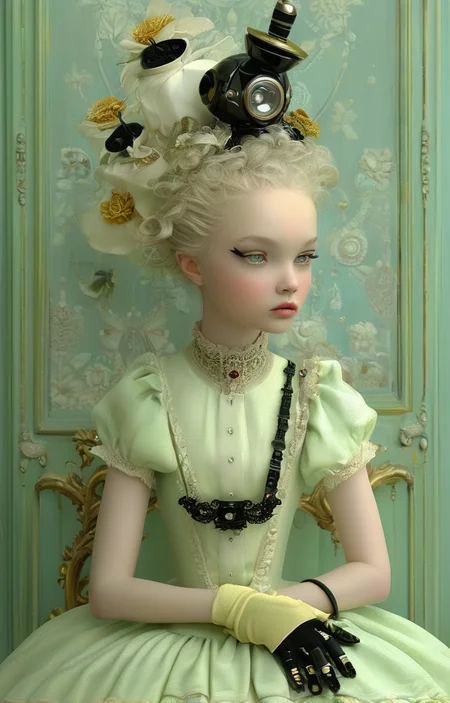 masterpiece,best quality,<lora:tbh351-sdxl:0.75>,illustration,style of Ray Caesar, portrait of Housework robots