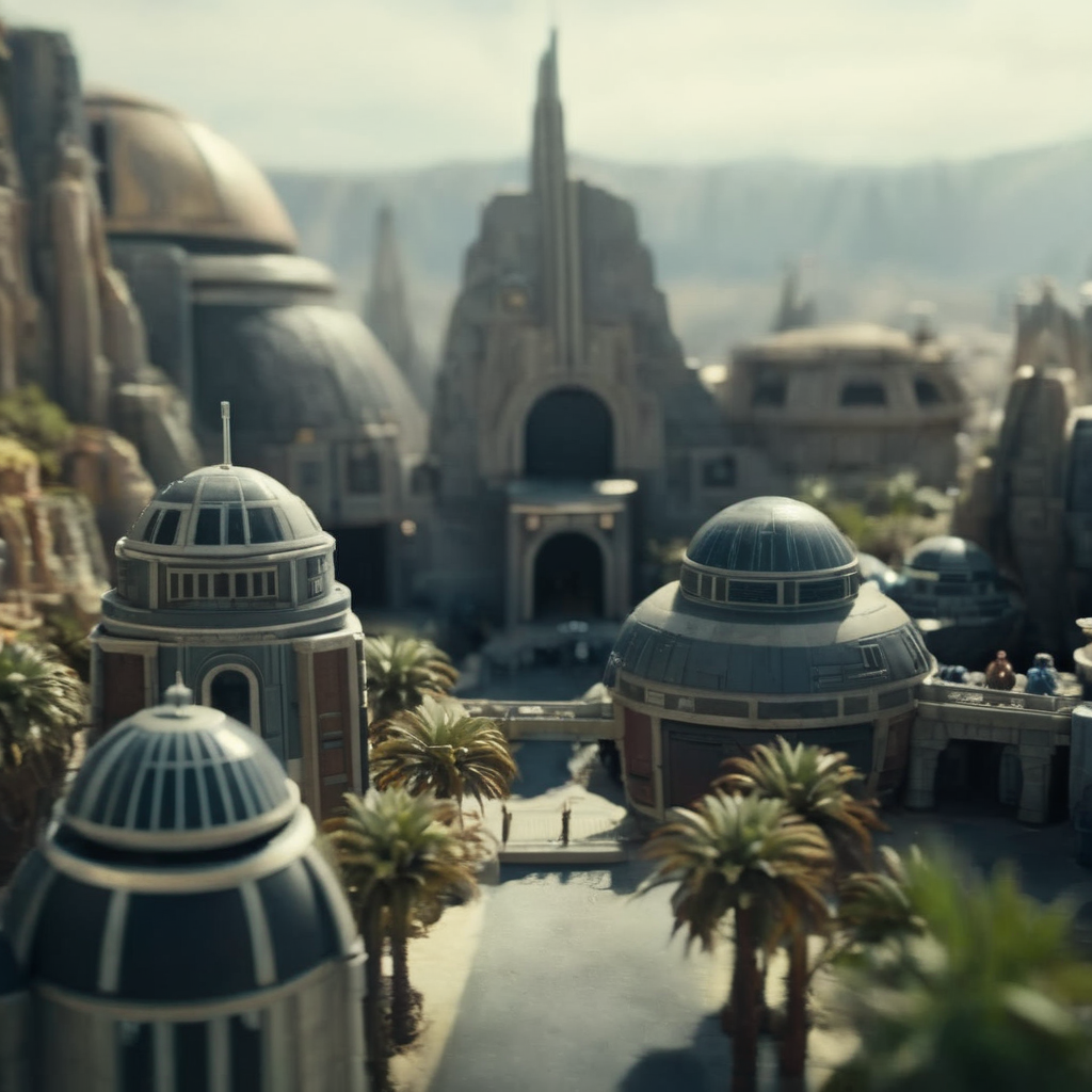 cinematic film still of  <lora:star wars style:1.5>
In star wars universe a star wars land with a lot of buildings star wars style, shallow depth of field, vignette, highly detailed, high budget, bokeh, cinemascope, moody, epic, gorgeous, film grain, grainy