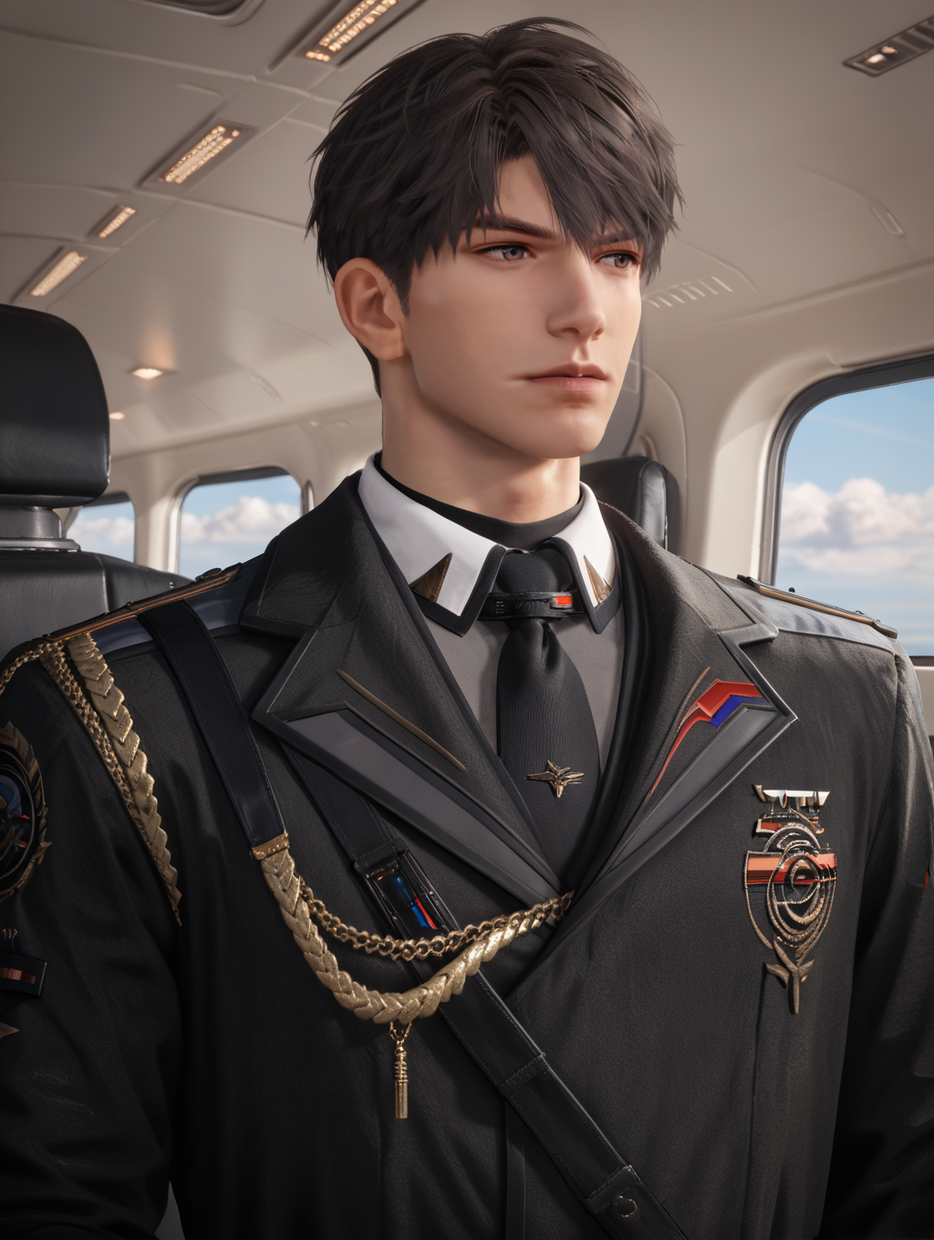score_9,score_8_up,score_7_up,1boys,solo,yaoi,bara,male focus,nsfw,uncersored,highres,best quality,amazing quality,best aesthetic,absurdres,<lora:caleb-000004:0.8>,caleb,military uniform, airplane interior, holding weapon,looking to the side,