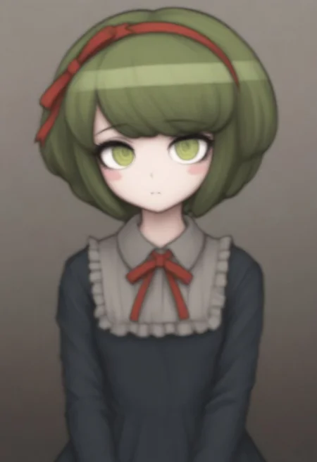 ,,,,masterpiece, best quality, masterpiece, best quality, amazing quality,,,, shiny skin,,,, monaca, green hair, green eyes, short hair, bangs, red hairband, hairband, blush stickers,