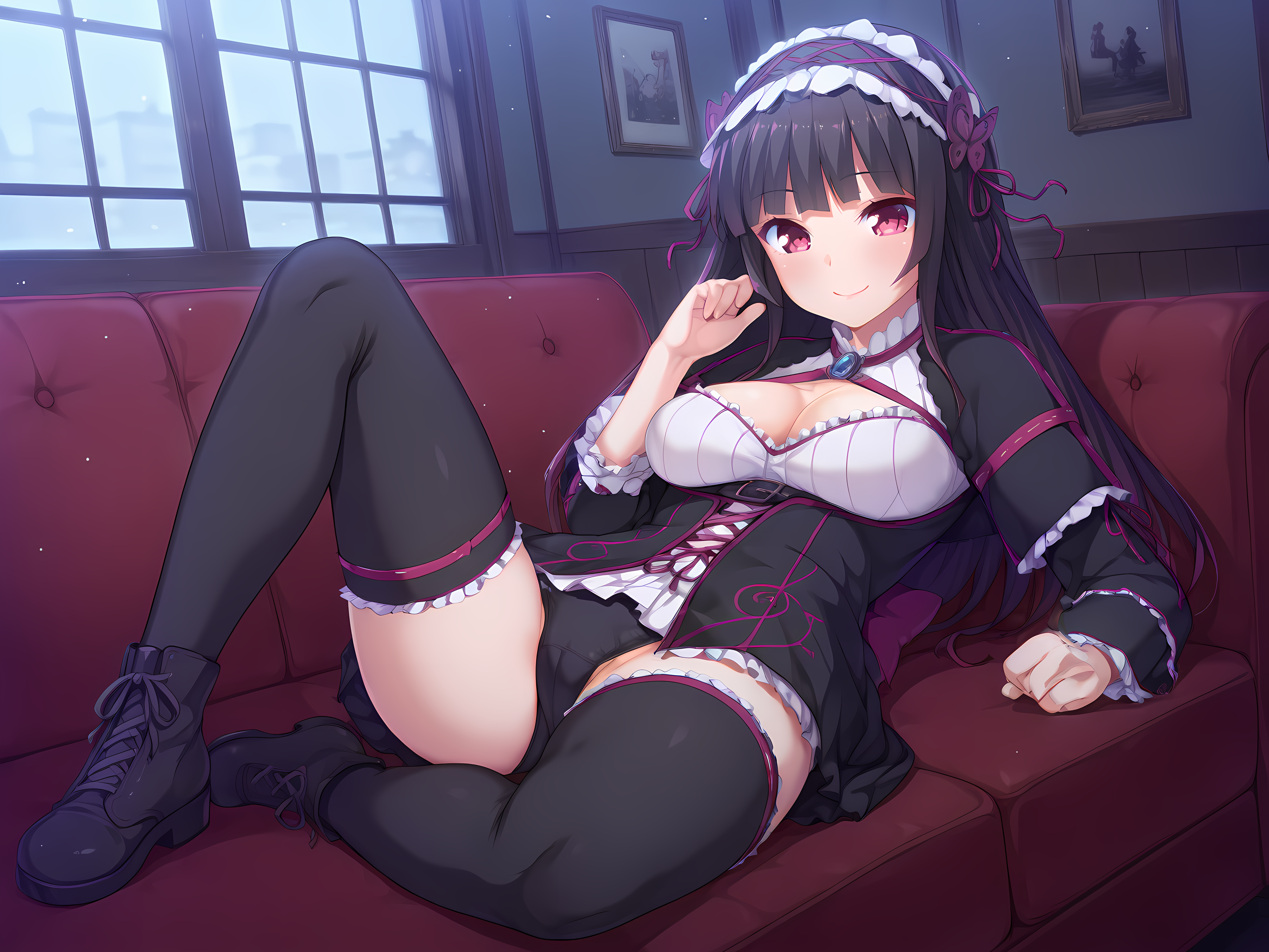 <lora:Kukizawa_Kokoro_-_Yamizome_Revenger_-_Escude:1>,1girl,solo,kokoro,large breasts,mg outfit,shoes,smile,skirt,thighhighs,indoors,, masterpiece,best quality,amazing quality,
