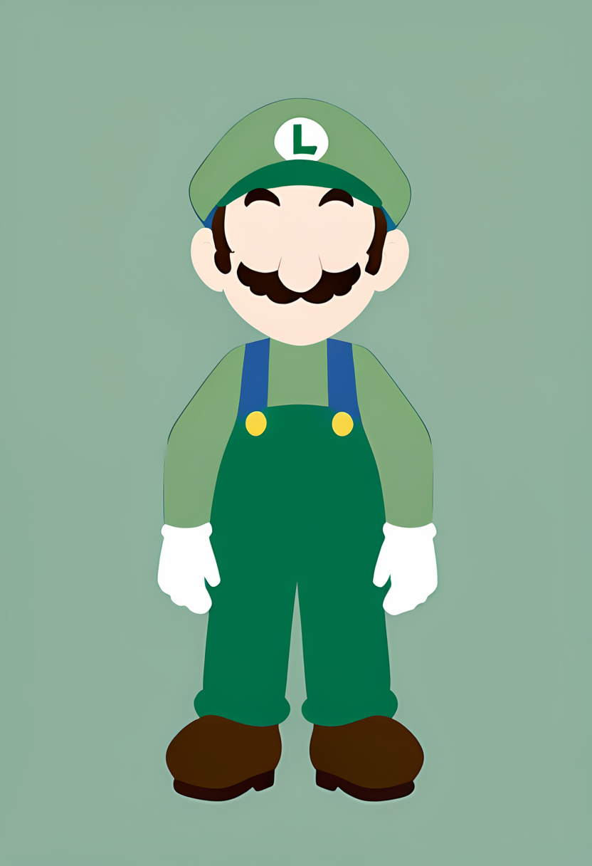 minimal1st, Luigi, faceless, faceless male, flat color, vector art, simple background, simple<lora:Minimalist_Anime_XL:1>