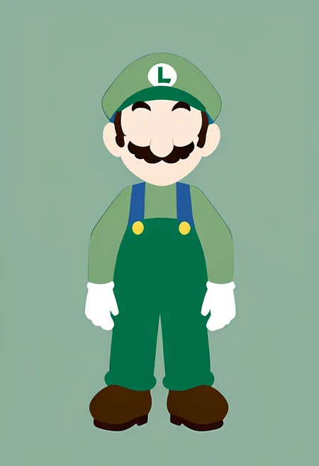 minimal1st, Luigi, faceless, faceless male, flat color, vector art, simple background, simple<lora:Minimalist_Anime_XL:1>