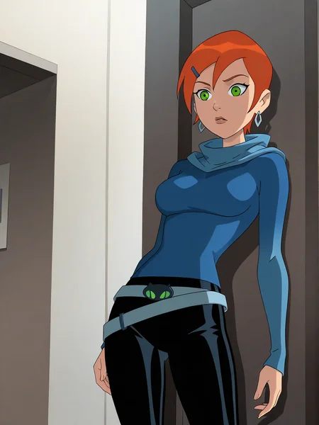 (b10-gwen-future aged up blue hoodie black pants belt:1.50),
b10-gwen, red hair, short hair, green eyes, hairclip,
1girl, (solo:1.20), skinny,
(masterpiece, best quality, amazing quality, absurdres, high quality, highres, masterpiece),
,
,
(:1.10),
BREAK,
,
,
(),
medium breasts,
<lora:b10-gwen-V02-illXL-000003:1.00>