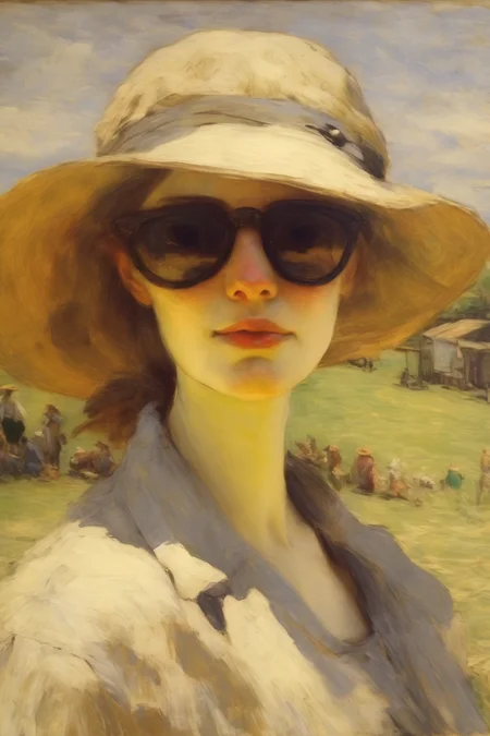 <lora:Theodore Robinson Style:1>Theodore Robinson Style - sunglasses