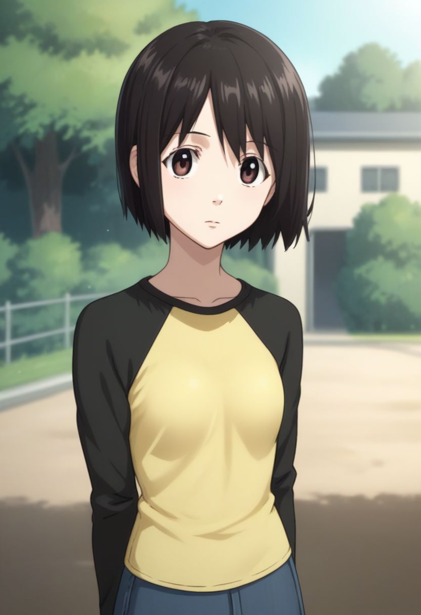 score_9, score_8_up, source_anime, highly detailed, 1girl, solo
misaki, 1girl, solo, brown eyes, short hair, black hair, hirt, upper body, raglan sleeves, skirt,
outdoor,