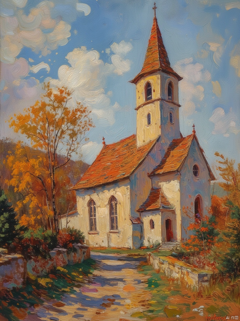 OByouhua,oil painting,church