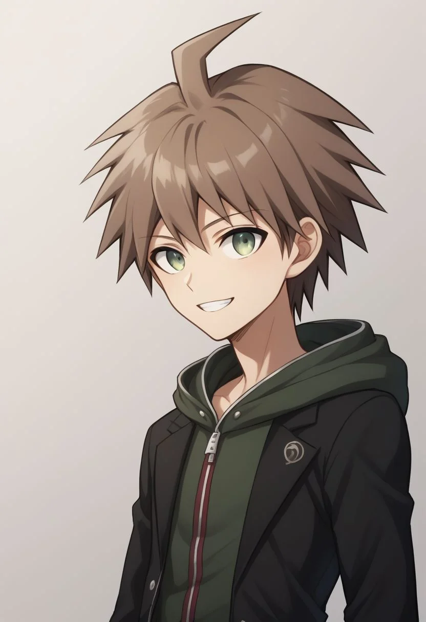 score_9, score_8_up, source_anime, highly detailed, 1boy, solo, skinny,
makoto, 1boy, solo, hood, male focus, hoodie, brown hair, ahoge,
smile, short hair, bangs, teeth, long sleeves, hood down,
indoor,