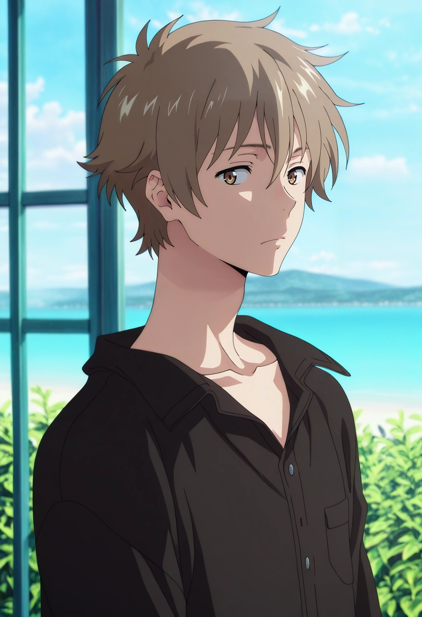 masterpiece, best quality, , anime screencap, anime coloring, , , 1boy, solo, male focus, <lora:shun_hashimoto_ilxl:0.96>, shun_hashimoto, brown hair, brown eyes, short hair, , day of the dead costume