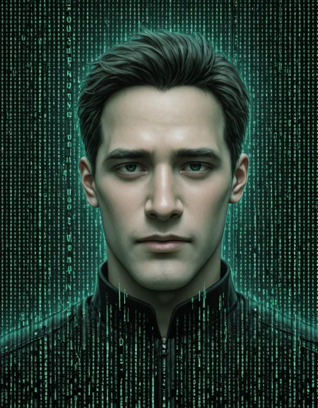 detailed, om0atrix0, 1boy, solo, male focus, glitch, text focus
