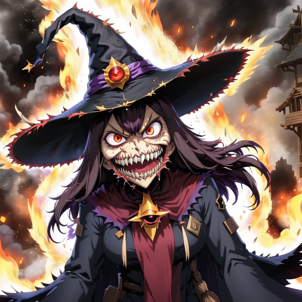 2d,anime,a fleshmutant megumin creature wearing a witch hat and exploding,  <lora:Fleshmutant_R2-000003:1>