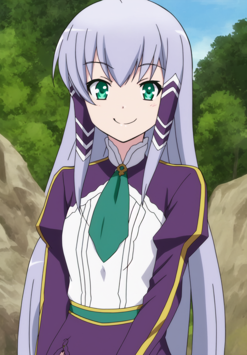 <lora:Elze_Silhoueskav2:0.8>, Elze_Silhoueska, 1girl, solo, long hair, looking at viewer, smile, green eyes, hair tubes,
