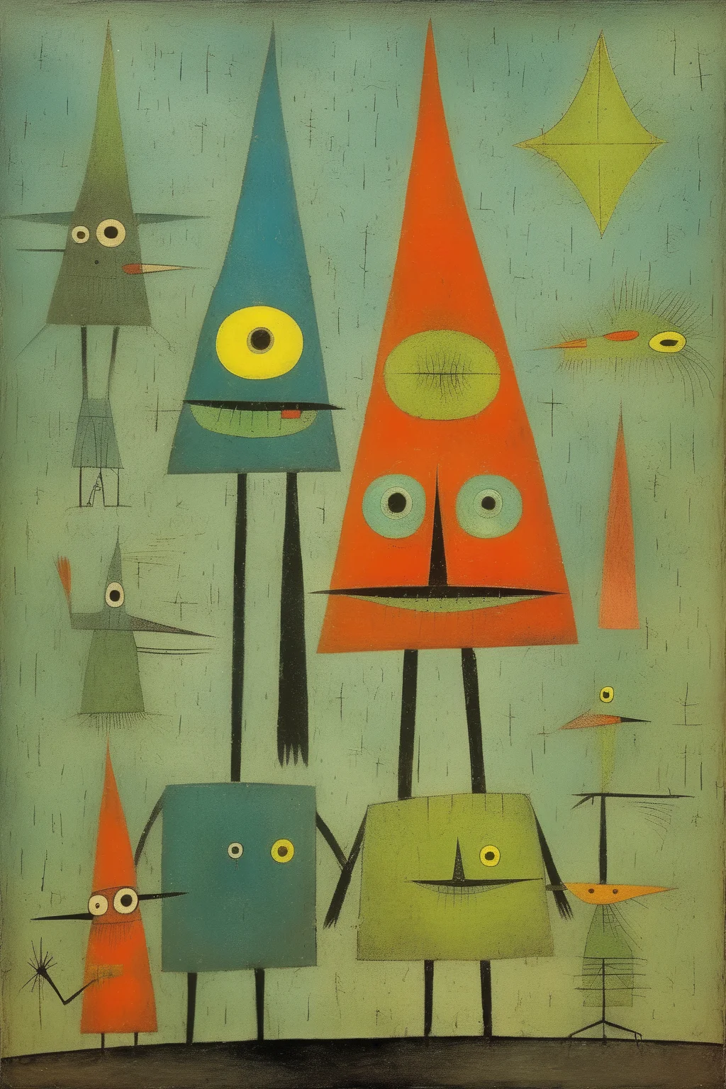 <lora:Victor Brauner Style:1>Victor Brauner Style - in style of paul klee and tove jansson