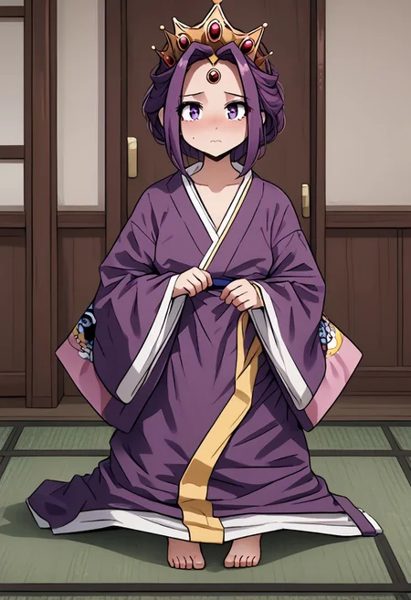 MIRELLIA Q MELROMARC, CROWN, TIARA, kimono, full body, ShrinkingConcept, shrinkingclothing, oversized clothes, shrinking, full body, child, small