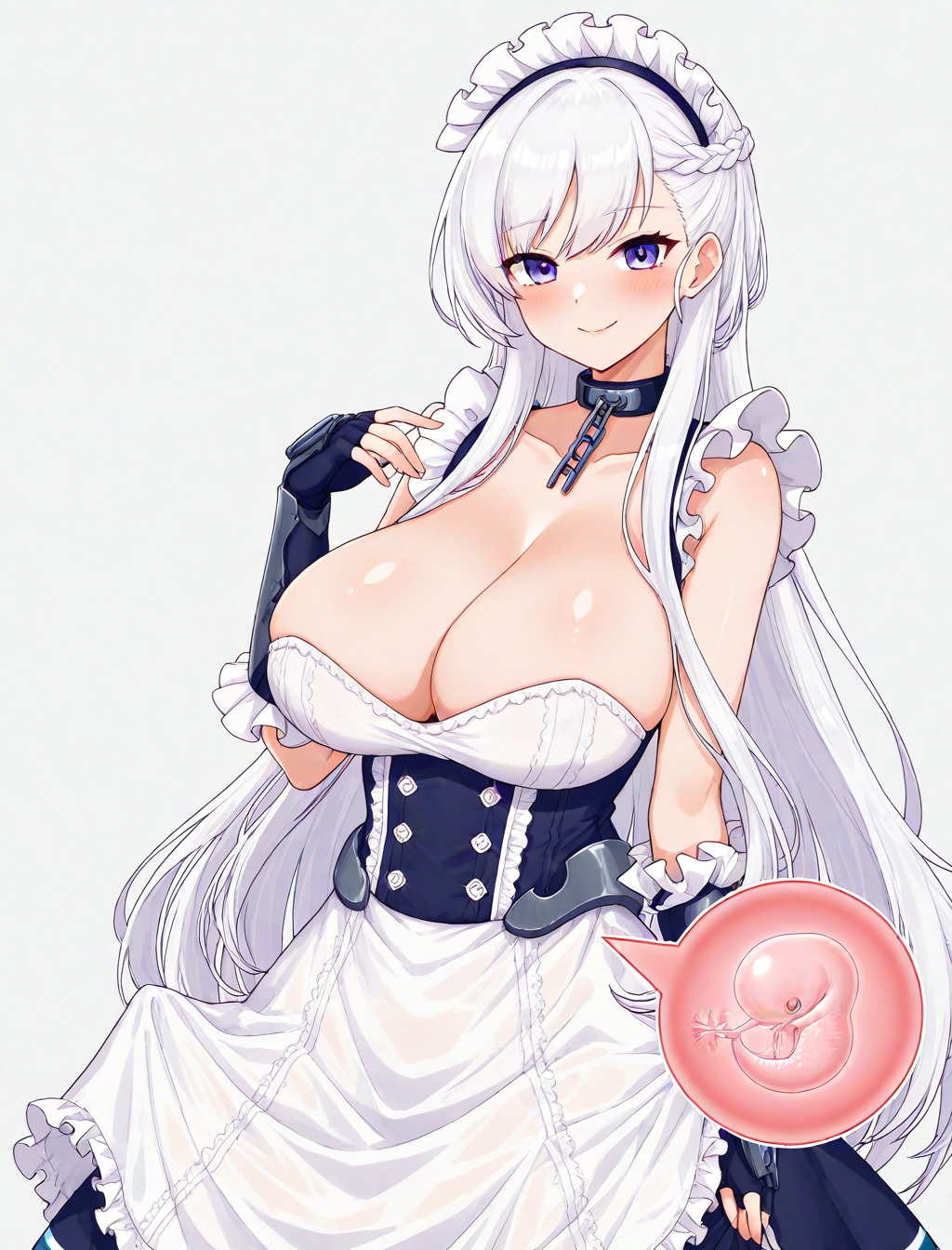 <lora:fetus_XL_illustrious-noob_v1:1> fetus, 1girl, belfast \(azur lane\), maid,, best quality, high quality,masterpiece, highres,neswst,