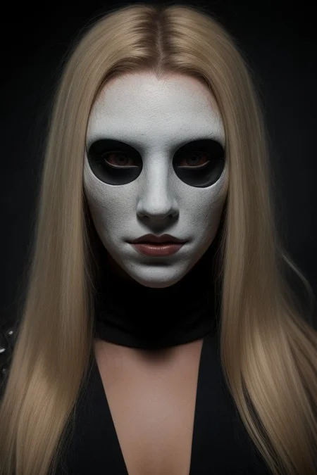 1girl, 5caryma5k, scary Scandinavian mask, the most haunted Scandinavian in the world, Scandinavian girl, (haunted Scandinavian armor), choker, freckles, innocent, 20 year, (((blonde))), pale white skin, sweating, oiled, blue eyes, during a lightning storm BREAK at night time, dolly zoom, dutch angle, sharp focus, intrincate details, outdoors, intense night, far away haunted castle, professional photograph of a stunning woman detailed, sharp focus, dramatic, award winning, cinematic lighting, hip focus, facing viewer, looking at viewer,
