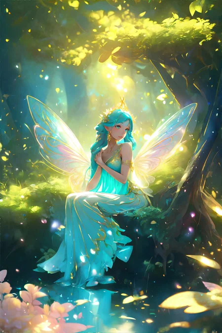 <lora:feyandfairies-ericheisner:1.00> 1girl, fairy wings, long grecian dress, summer time, forest, magical, FeyFa, masterpiece, 8k, high resolution, shallow depth of field, sharp focus