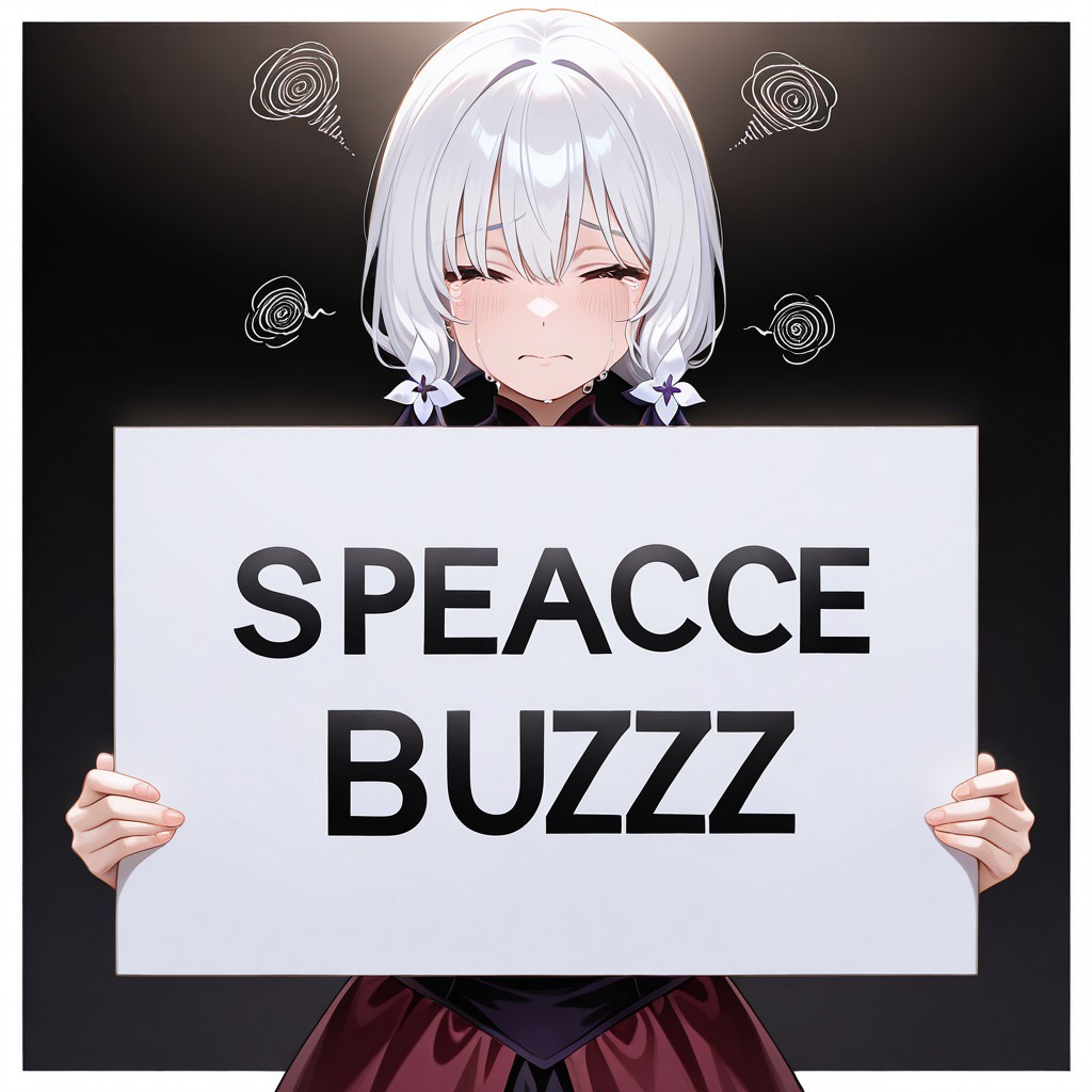 masterpiece,best quality,amazing quality,very aesthetic,absurdres,newest
<lora:spo_sdxl_10ep_4k-data_lora_webui:0.5>,
<lora:add-detail-xl:1>
 <lora:folding sign_illustrious_V1.0:1> folding sign, (folding sign bord,(big letters "BUZZ PLEASE":2.0),(square BIG sign bord:2.0))
BREAK
corneo_power, sad, sobbing, tears
1girl, simple background