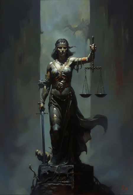 The scales of justice, symbol of justice, mythology and religion, gods and goddesses,
Justitia:
The Roman goddess of justice, Justitia was often portrayed wearing a blindfold and holding a sword and scales that were evenly balanced.
The scales of justice symbolize the importance of finding a solution that addresses all parties involved, including the guilty, the innocent, and the law itself.
<lora:FLUX-daubrez-DB4RZ-v2:0.55> <lora:Sinfully_Stylish_.02_for_FLUX:0.35> <lora:dystopia:0.6>