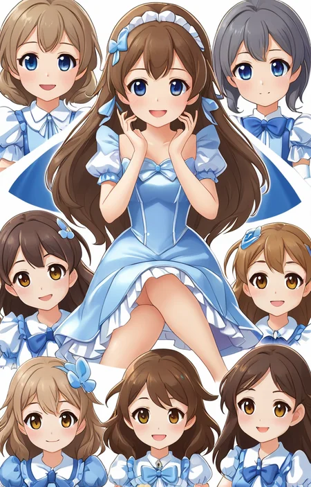 masterpiece,best quality,<lora:tbh374-sdxl:0.6>,illustration,style of emoji,emoji sheet portrait of idolmaster cinderella girls,