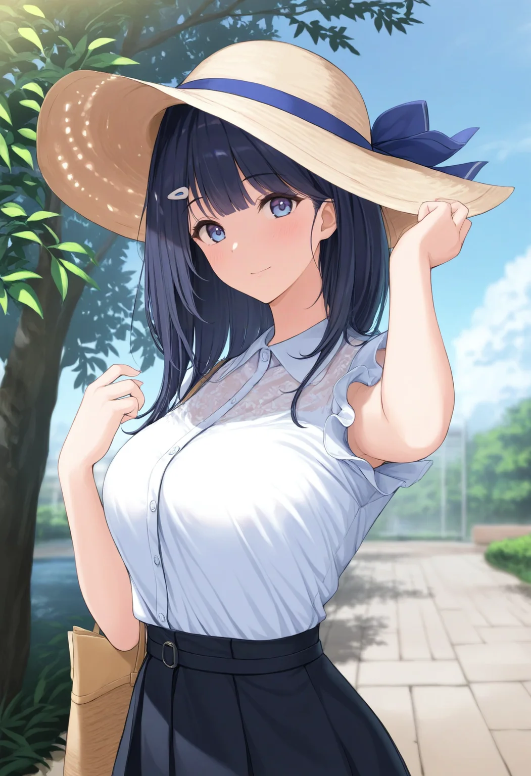 safe, masterpiece, best quality, 1girl, liverpool, summer hat, outside, leaves
<lora:Liverpool_NAIXL_v10:0.8>