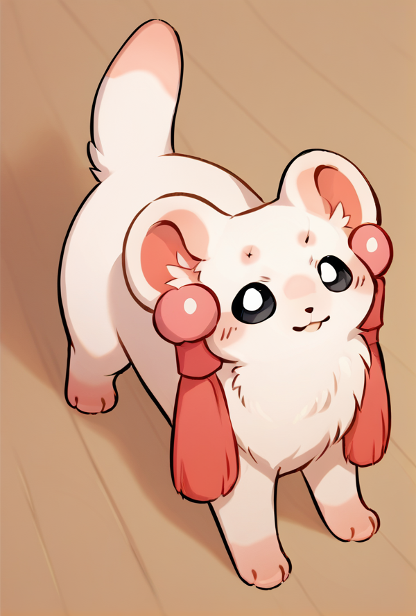 score_9, score_8_up, score_7_up, rating_safe, source_furry, big pink paw pads, cute, feral, <lora:Tubaoshu_Fabulous_Beasts_Pony:1> tubaoshu_f4bulousb3asts, ferret, ear accessory, open eyes, black eyes, on all fours, quadruped