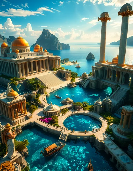 A breathtaking view of the lost city of Atlantis, submerged beneath crystal-clear ocean waters. The city showcases a magnificent blend of ancient Greek and futuristic architecture, with towering marble temples, golden domes, and intricate carvings glowing under the soft bioluminescent light of coral reefs. Majestic pillars and archways, partially covered in coral and algae, rise from the ocean floor, creating an atmosphere of mystery and forgotten grandeur. The sunlight filters through the water, casting shimmering patterns on the grand stone pathways and illuminating massive statues of gods and mythical beings, eroded by time. The scene is peaceful and awe-inspiring, with an ethereal blue glow enhancing the dreamlike, almost magical quality of this underwater utopia. No marine creatures or human presence disrupt the timeless serenity of this lost civilization.
 <lora:atl4nt1s:1>,atl4nt1s,<lora:SDXLFaeTastic2400:0.4> <lora:extremely_detailed:0.4> extremely detailed, Masterpiece,best quality,hi res,8k,hi res,8k,award winning,(sharp focus, intricate, highly detailed),