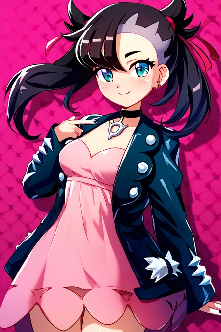 score_9, score_8_up, score_8, medium breasts, (curvy), cute, eyelashes, BREAK, , BREAK, zzMarnie, aqua eyes, black choker, black hair, red ribbon, pink dress, jewelry, black jacket, open clothes, long sleeves, <lora:MarnieP3:0.8>,, <lora:Konpeto_PDXL_v3:1.2>, , BREAK, smile, looking at viewer, cowboy shot, embedding:zPDXL, Expressiveh, <lora:SDXLFaeTastic2400:0.5>, <lora:Expressive_H-000001:0.4>,